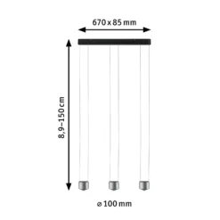Paulmann LED-Hängelampe Aldan, aluminium, dimmbar, 3-flg.