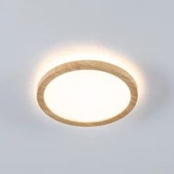 Paulmann LED-Panel Atria Shine Ø19cm holz IP44 3000K an/aus