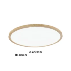Paulmann LED-Panel Atria Shine Ø42cm holz IP44 4000K an/aus