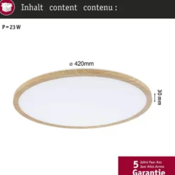 Paulmann LED-Panel Atria Shine Ø42cm holz IP44 4000K an/aus