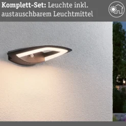 Paulmann LED-Sensor-Außenwandlampe Akena, 3.000 K, anthrazit