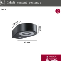 Paulmann LED-Sensor-Wandlampe Silma anthrazit 1-flammig IP44