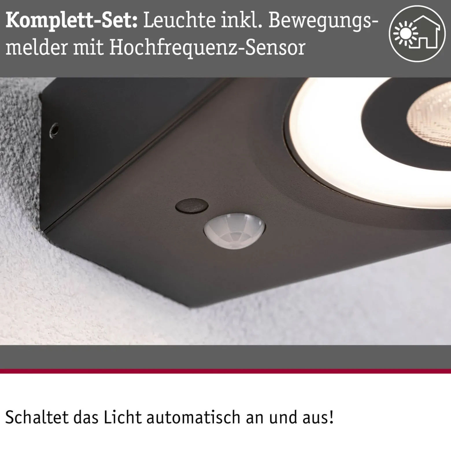 Paulmann LED-Sensor-Wandlampe Silma anthrazit 1-flammig IP44