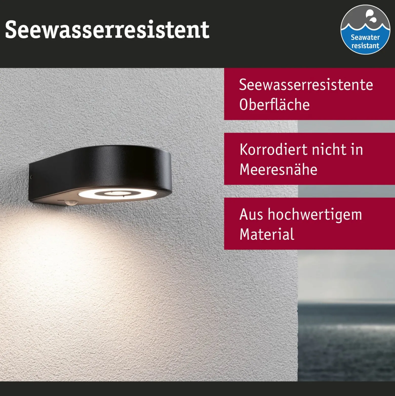 Paulmann LED-Sensor-Wandlampe Silma anthrazit 1-flammig IP44