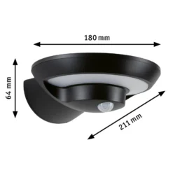 Paulmann LED-Solar-Außenwandlampe Bordola, Sensor, anthrazit