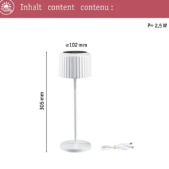 Paulmann LED-Solar-Tischlampe Else, weiß, IP44, dim