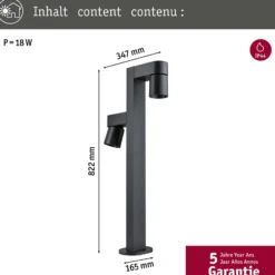Paulmann LED-Wegeleuchte Kimu 2, anthrazit, 2-flg., 2.200 K