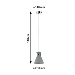 Paulmann Pendelleuchte Verve, Beton, Ø 20 cm, IP44
