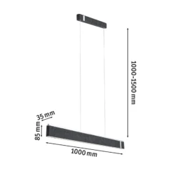 Paulmann Smart LED-Hängelampe Jagun, anthrazit, 100 cm, Filz