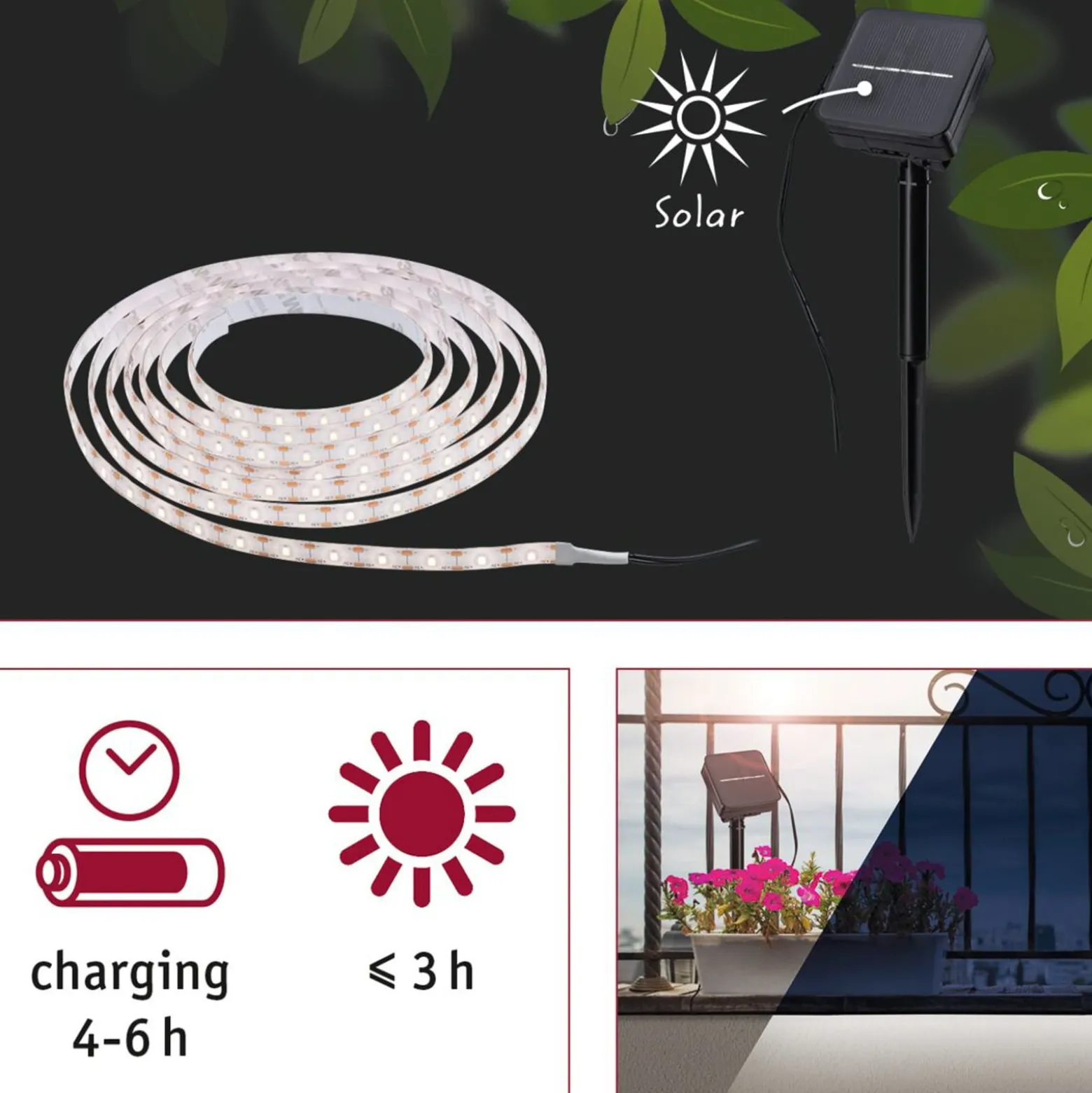 Paulmann 78896 Solar-LED-Strip 3 Meter, warmweiß