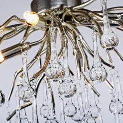 Paul Neuhaus Deckenleuchte Icicle, Glasbehang, 4-fl., silber