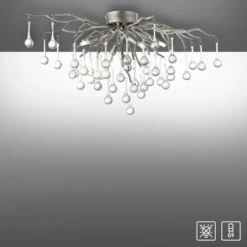 Paul Neuhaus Deckenleuchte Icicle, Glasbehang, 4-fl., silber