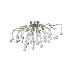 Paul Neuhaus Deckenleuchte Icicle, Glasbehang, 4-fl., silber
