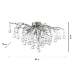 Paul Neuhaus Deckenleuchte Icicle, Glasbehang, 4-fl., silber
