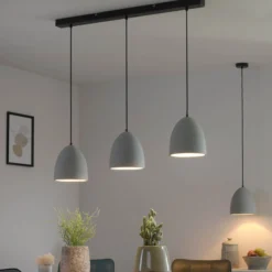 Paul Neuhaus Hängeleuchte Eton, 3.flg., 100 cm, Beton, G9