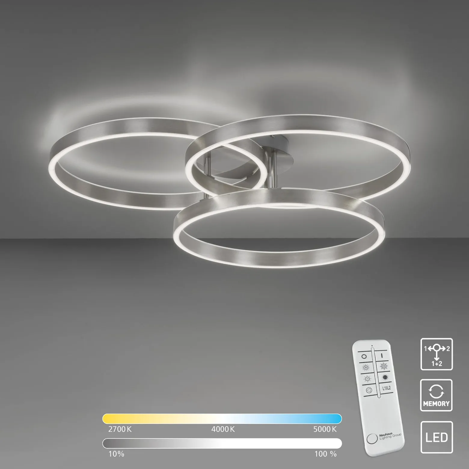 Paul Neuhaus LED-Deckenleuchte Paan, rund, CCT, dimmbar