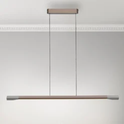 Paul Neuhaus LED-Hängelampe Hoop, braun, 128 cm, dimmbar