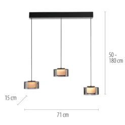 Paul Neuhaus LED-Hängelampe Rika, 71 cm, Glas, dimmbar