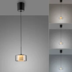 Paul Neuhaus LED-Hängelampe Rika, Ø 15 cm, Glas, dimmbar