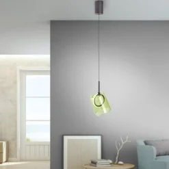 Paul Neuhaus LED-Pendellampe Zula, grün, Ø 15 cm, Glas