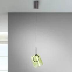 Paul Neuhaus LED-Pendellampe Zula, grün, Ø 15 cm, Glas