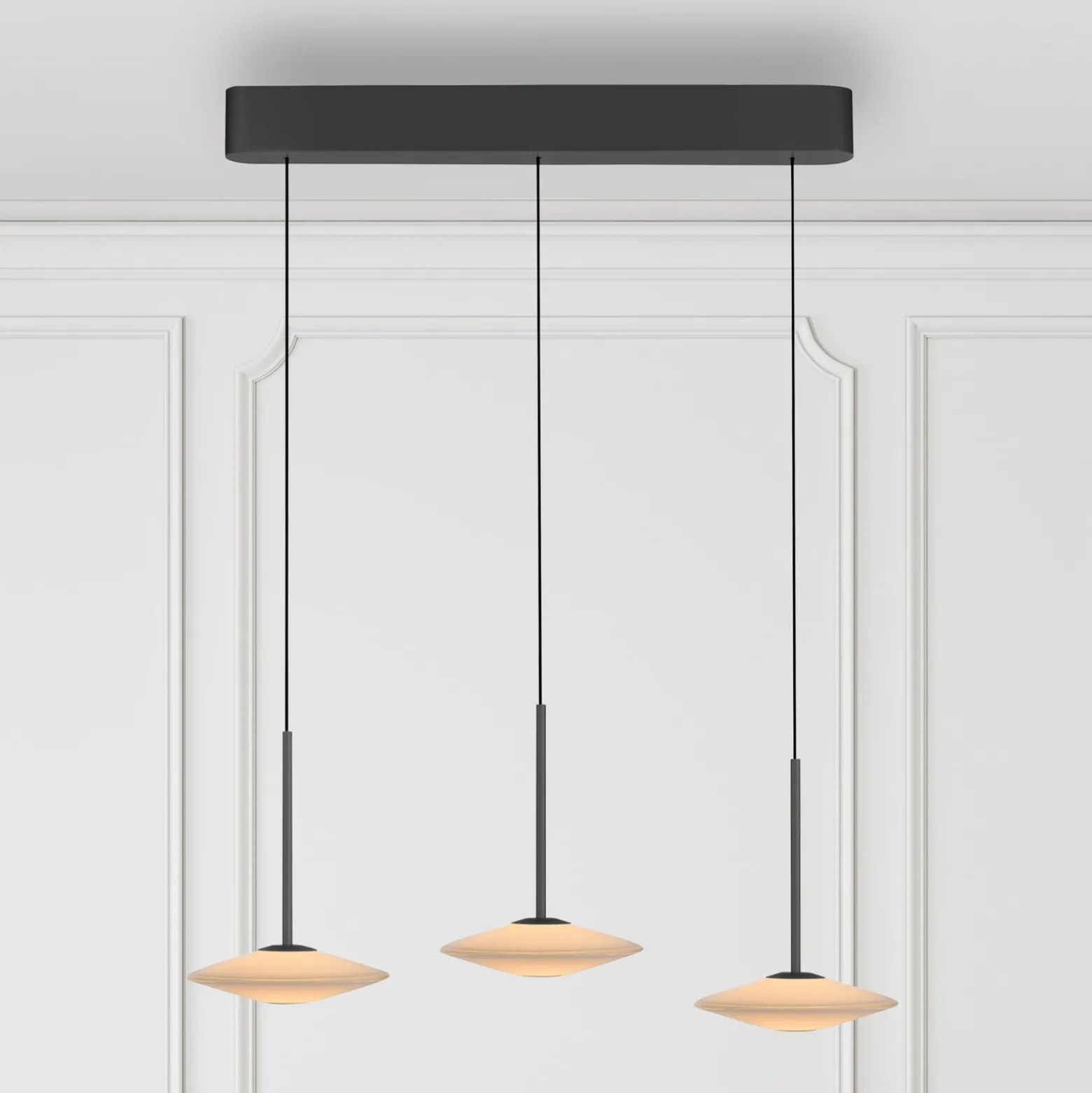 Paul Neuhaus LED-Pendelleuchte Elipsa, 3-flg., weiß/schwarz