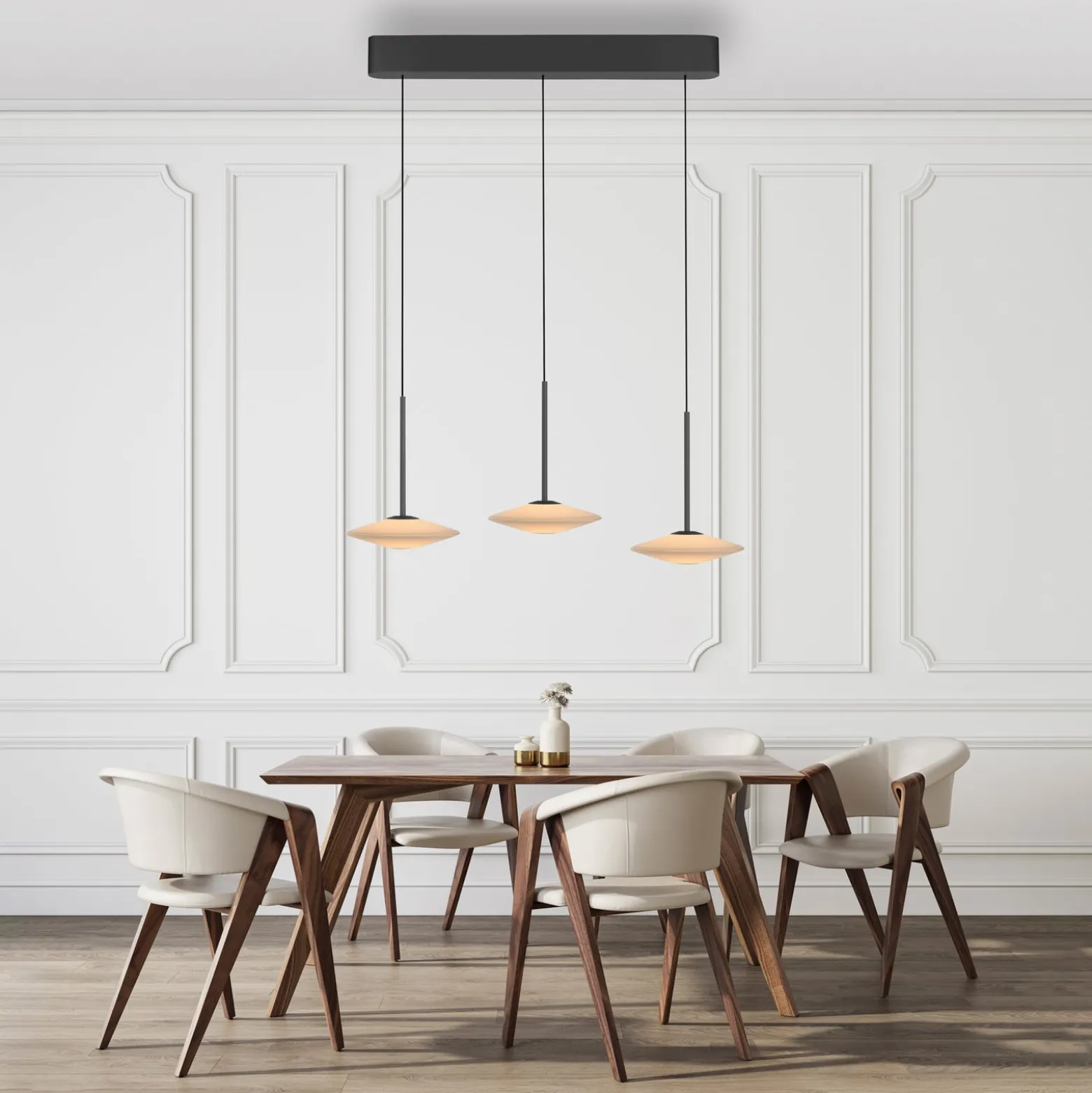Paul Neuhaus LED-Pendelleuchte Elipsa, 3-flg., weiß/schwarz