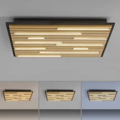 Paul Neuhaus Smart-LED-Deckenlampe Q-Akustik Holz 62 x 62 cm