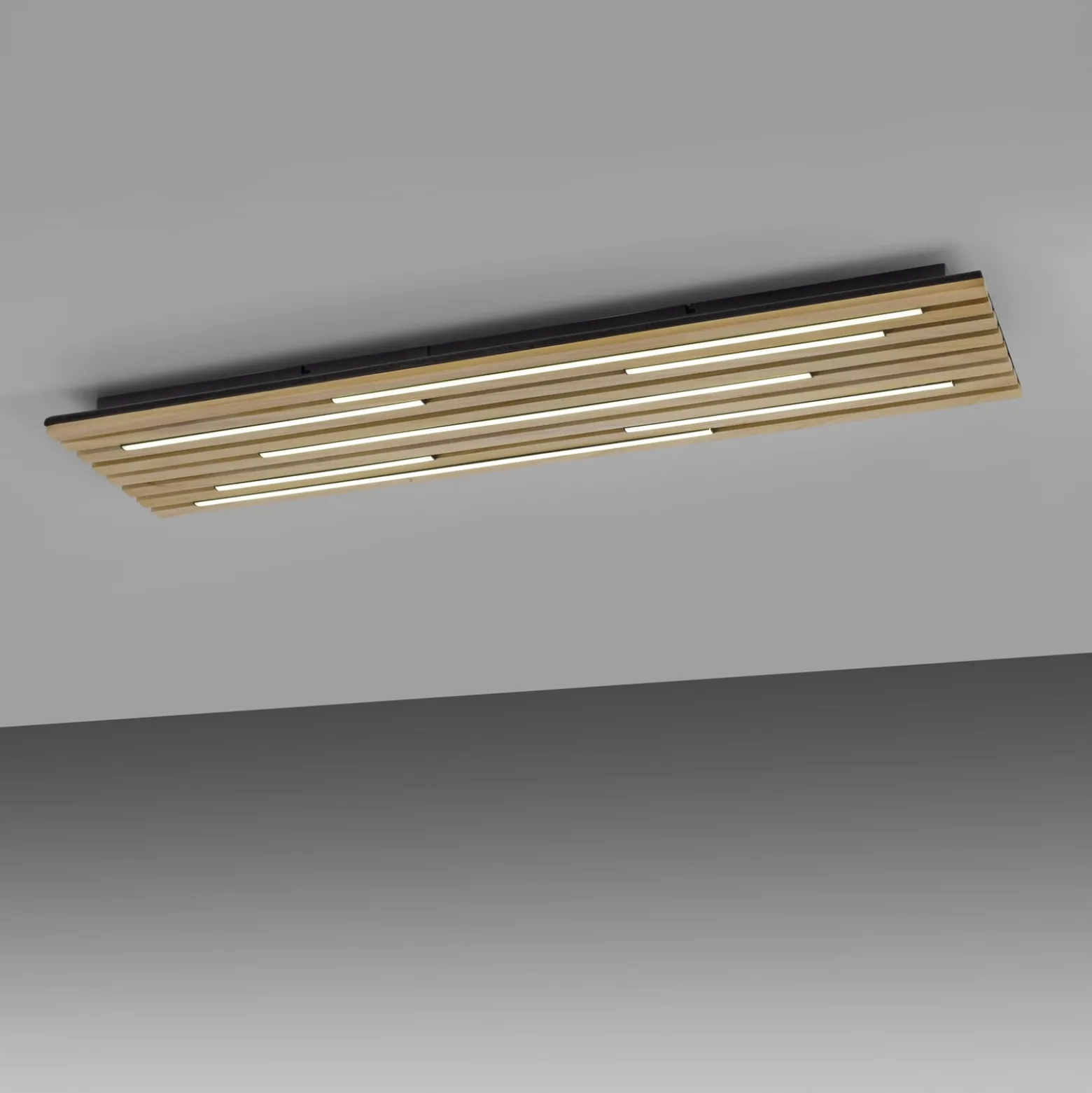 Paul Neuhaus Smart-LED-Deckenlampe Q-Akustik Holz 115 x 31cm