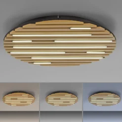 Paul Neuhaus Smart-LED-Deckenleuchte Q-Akustik, Holz Ø 60 cm