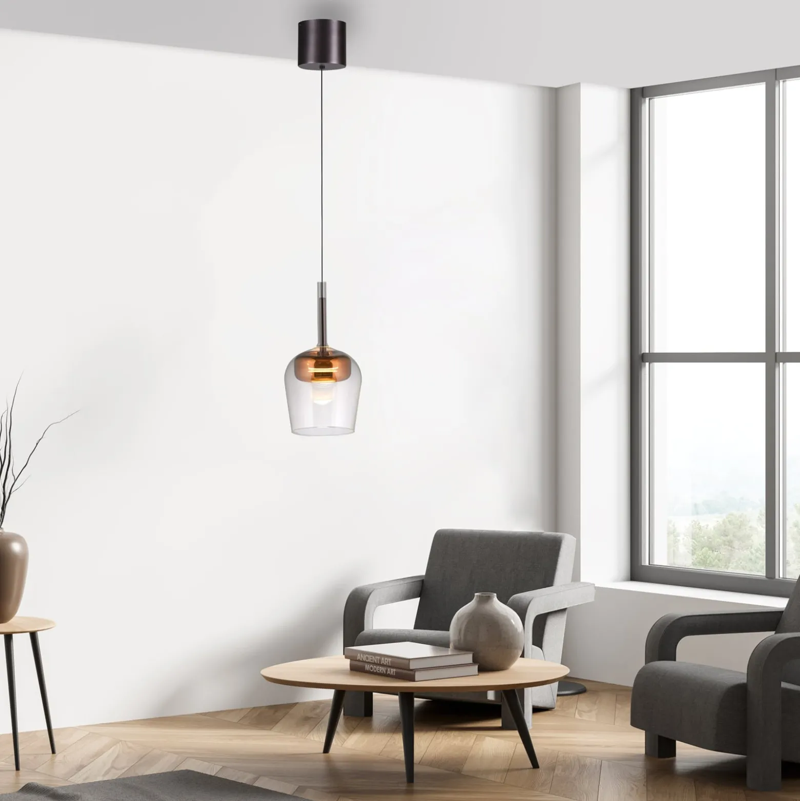 Paul Neuhaus Smart-LED-Hängelampe Q-Kon kupferfarben Ø 21 cm