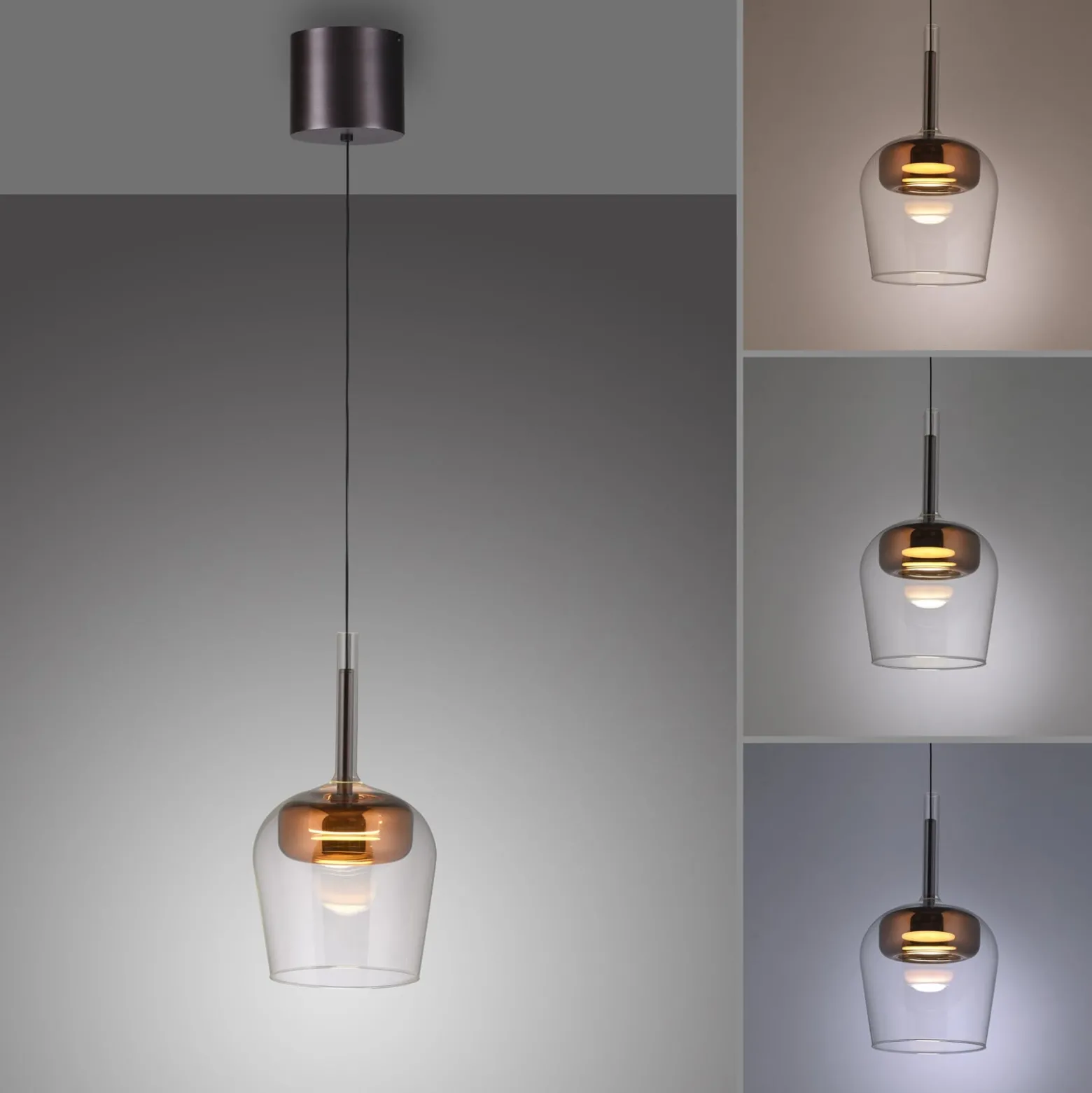 Paul Neuhaus Smart-LED-Hängelampe Q-Kon kupferfarben Ø 21 cm