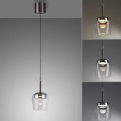 Paul Neuhaus Smart-LED-Hängelampe Q-Kon silberfarben Ø 21 cm