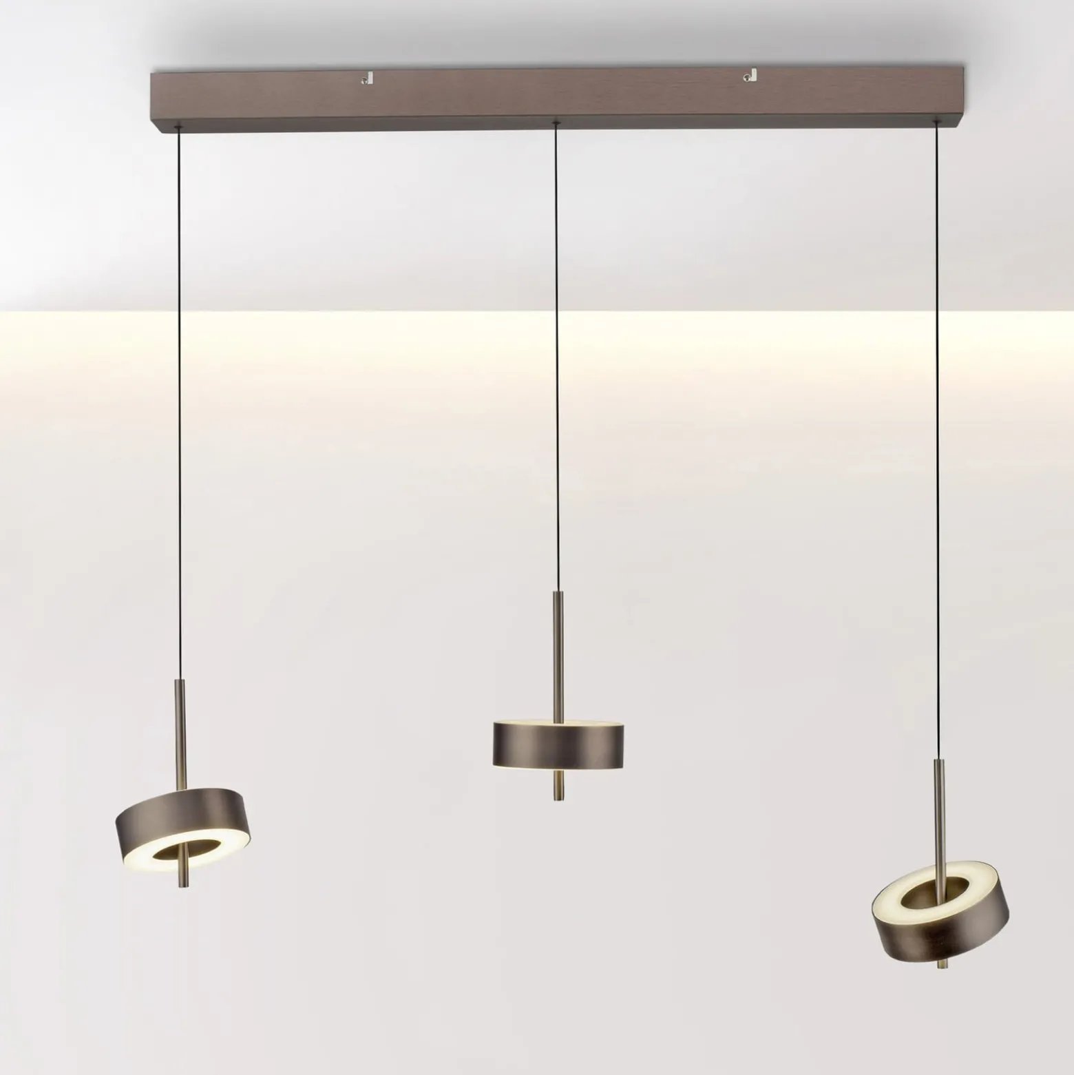 Paul Neuhaus Smart-LED-Hängelampe Q-Rotate dunkelbraun 3-flg