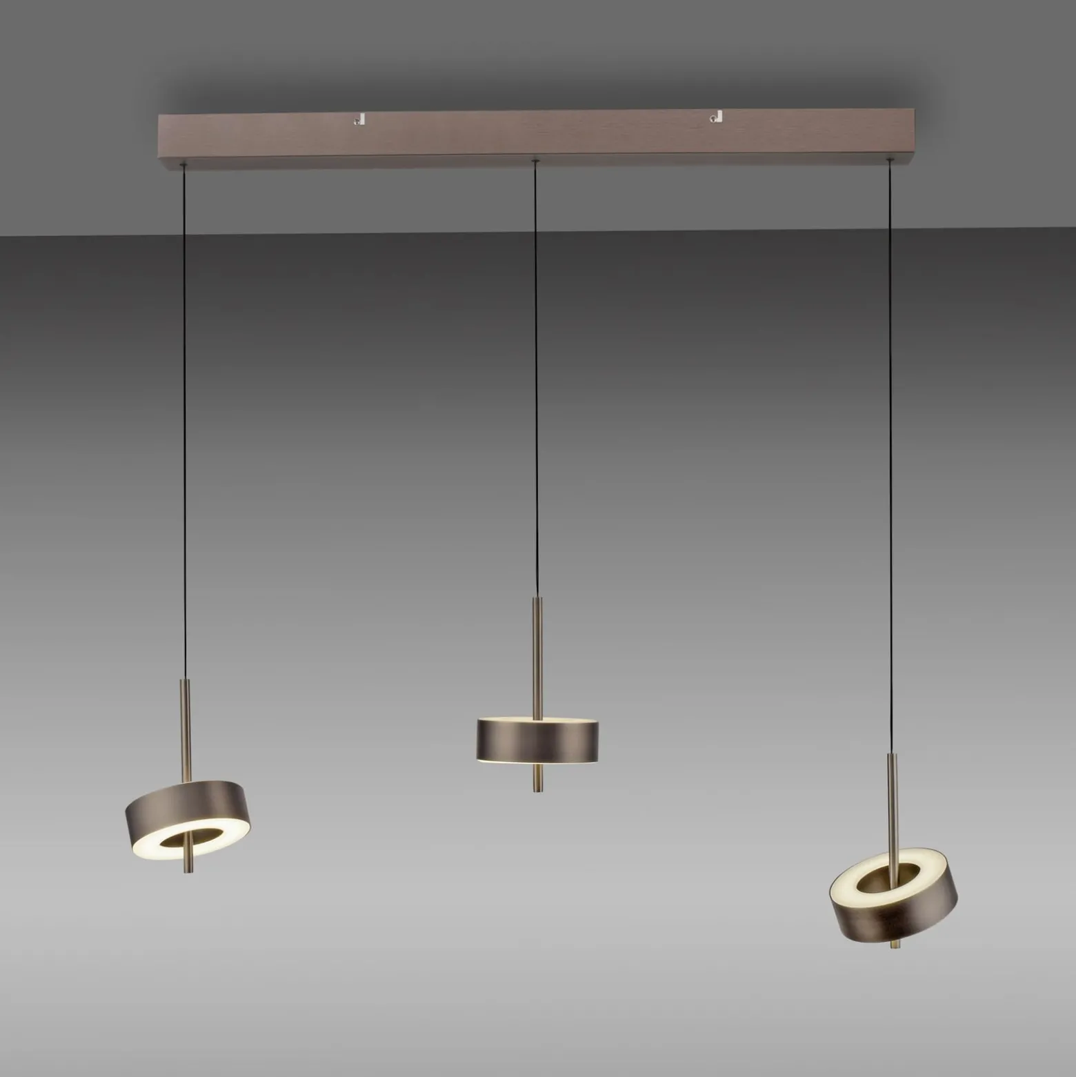 Paul Neuhaus Smart-LED-Hängelampe Q-Rotate dunkelbraun 3-flg