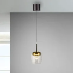 Paul Neuhaus Smart-LED-Hängeleuchte Q-Kon goldfarben Ø 21 cm