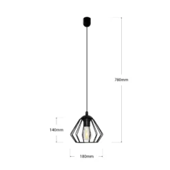 Pendellampe Agat schwarz, einflammig