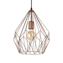 Pendellampe Carlton im Vintagestil, kupfer Ø 31 cm