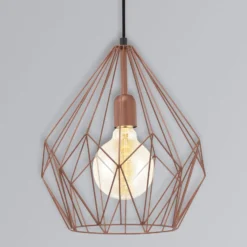 Pendellampe Carlton im Vintagestil, kupfer Ø 31 cm