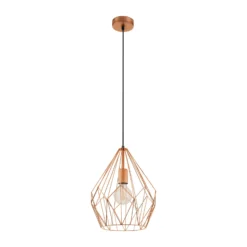 Pendellampe Carlton im Vintagestil, kupfer Ø 31 cm