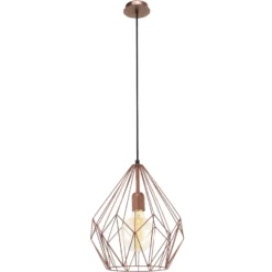 Pendellampe Carlton im Vintagestil, kupfer Ø 31 cm