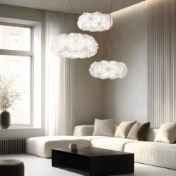 Pendellampe C'EST LA VIE, weiß/Kabel transparent, Ø 53 cm