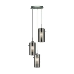 Pendellampe Duo 2 Rauchglas/chrom rund dreiflammig