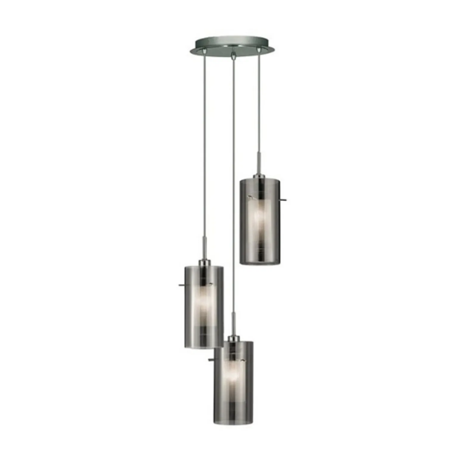 Pendellampe Duo 2 Rauchglas/chrom rund dreiflammig
