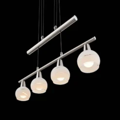 Pendellampe Elliott, Länge 60 cm, nickel matt, Metall/Glas