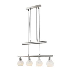 Pendellampe Elliott, Länge 60 cm, nickel matt, Metall/Glas