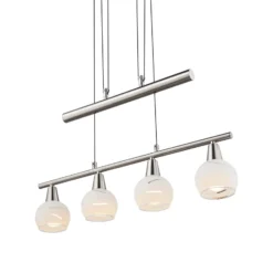 Pendellampe Elliott, Länge 60 cm, nickel matt, Metall/Glas