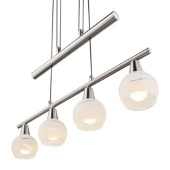 Pendellampe Elliott, Länge 60 cm, nickel matt, Metall/Glas
