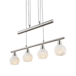 Pendellampe Elliott, Länge 60 cm, nickel matt, Metall/Glas