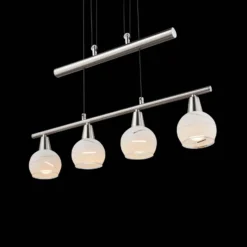 Pendellampe Elliott, Länge 60 cm, nickel matt, Metall/Glas